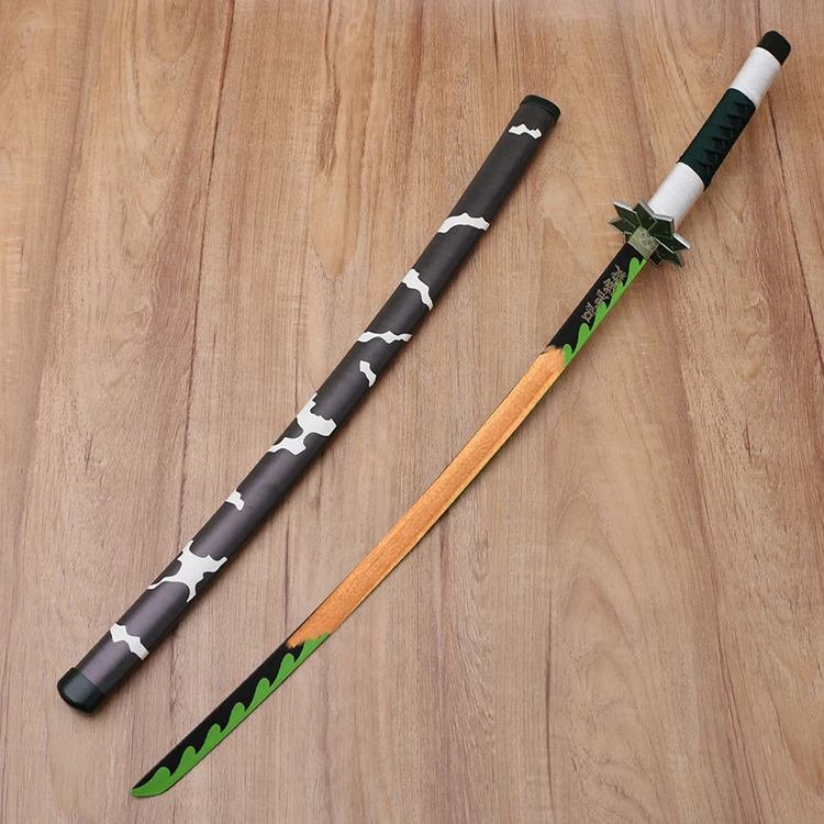 Demon Slayer Katana Anime Kimetsu No Yaiba Mitsuri Cosplay Prop Ninja Knife Japanese Samurai Sword Weapon Toy Gift para niños, tamaño Real