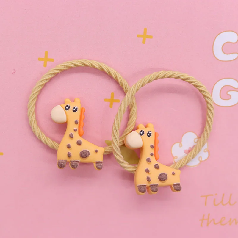 2Pcs/Set Animal Rabbit Bear Bee Giraffe Baby Hair Accessories Kid Ponytail Holder Scrunchie Children\'s Rubber Bands Ornaments