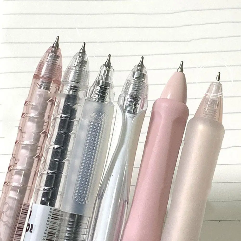 6pcs/set Peach Clear Tea Press Neutral Pen Quick Drying Black Pen  for Students School Supplies Office Korean Stationery