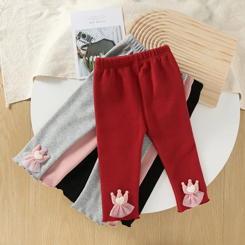 Girls thickened leggings winter cotton baby integrated fleece thermal pants children wear