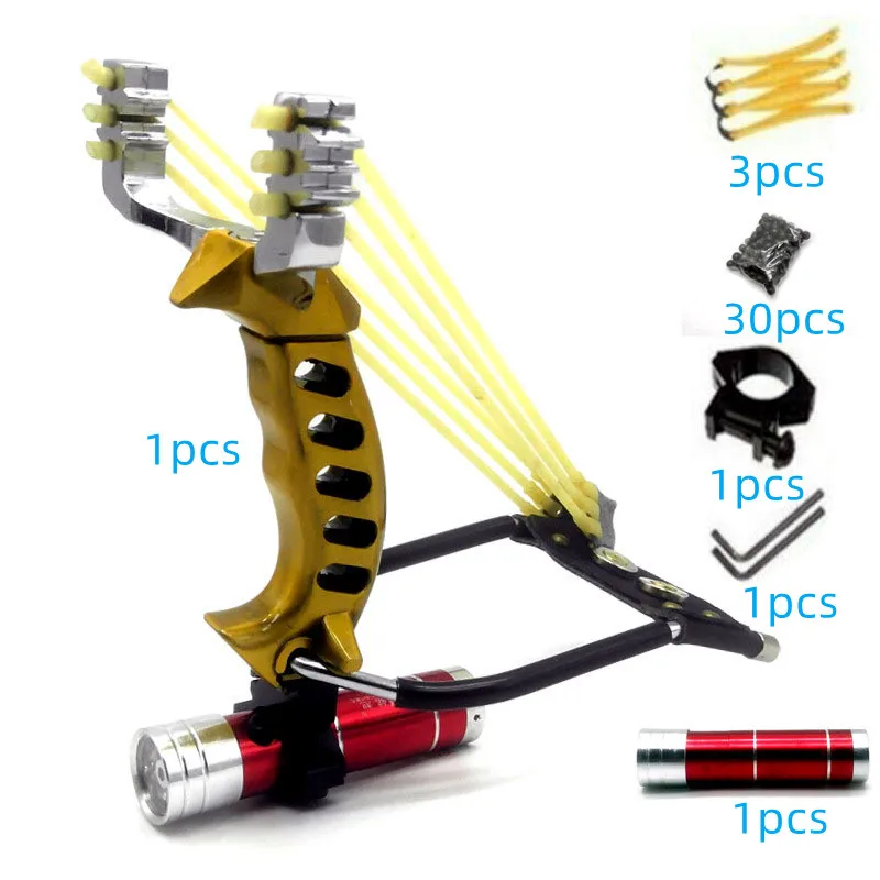 

Мощная профессиональная Рогатка для охоты с резиновой лентой, складная Рогатка на запястье, Рогатка черного и золотого цвета, спортивный инструмент для стрельбы