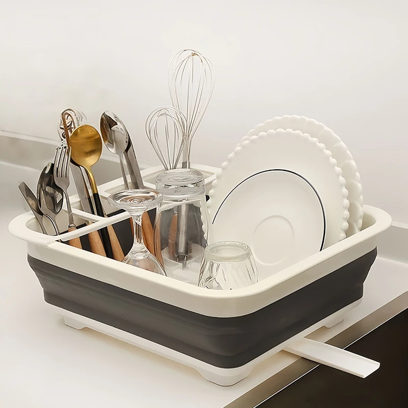 Foldable Bowl Rack,portable Kitchen,RV,camper Van,and Travel Trailer Cutlery Drain Storage Box,space Saving Kitchen Storage Tray