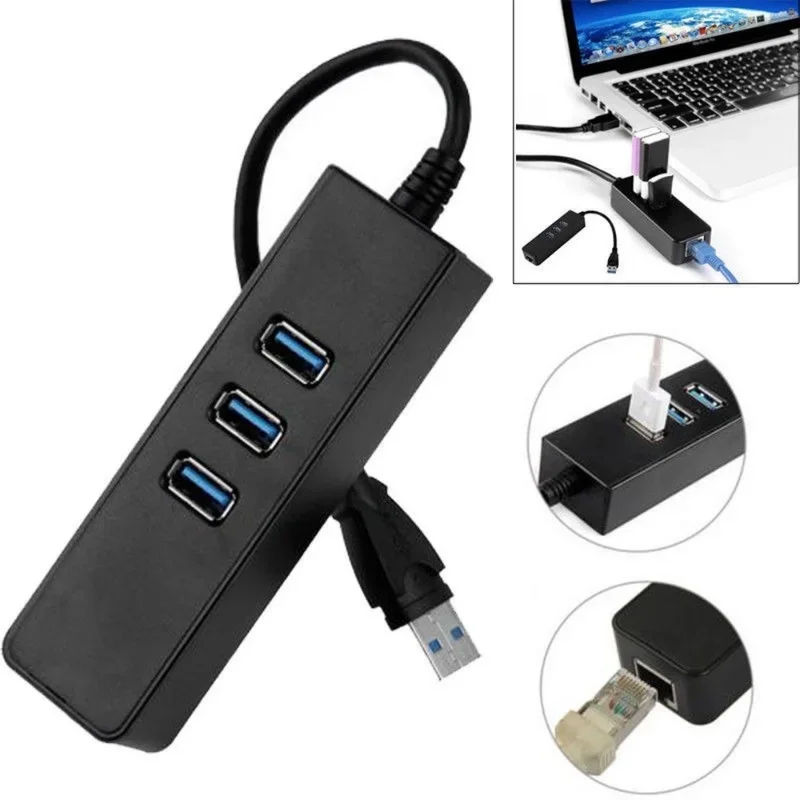 USB 3.0 Hub Ethernet To RJ45 10/100 /1000 Mbps HUB for Chromebook,MacBook,Mac Pro Ethernet Adapter Network Card USB Lan Adapter