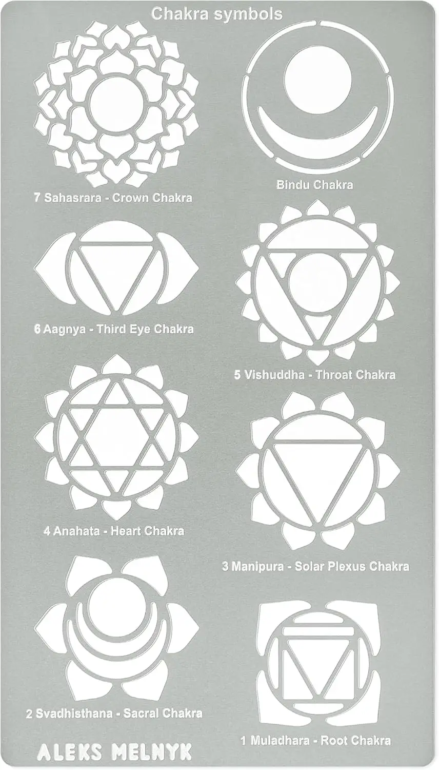 

Metal Stencil for Meditation, Yoga, Crafts - Mandala, Om Symbols Template for Wood Burning & DIY Art