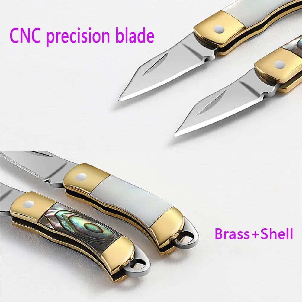 Mini Brass Shell Folding Knife, Outdoor Camping Unboxing Portable Knife, CNC Precision Machining