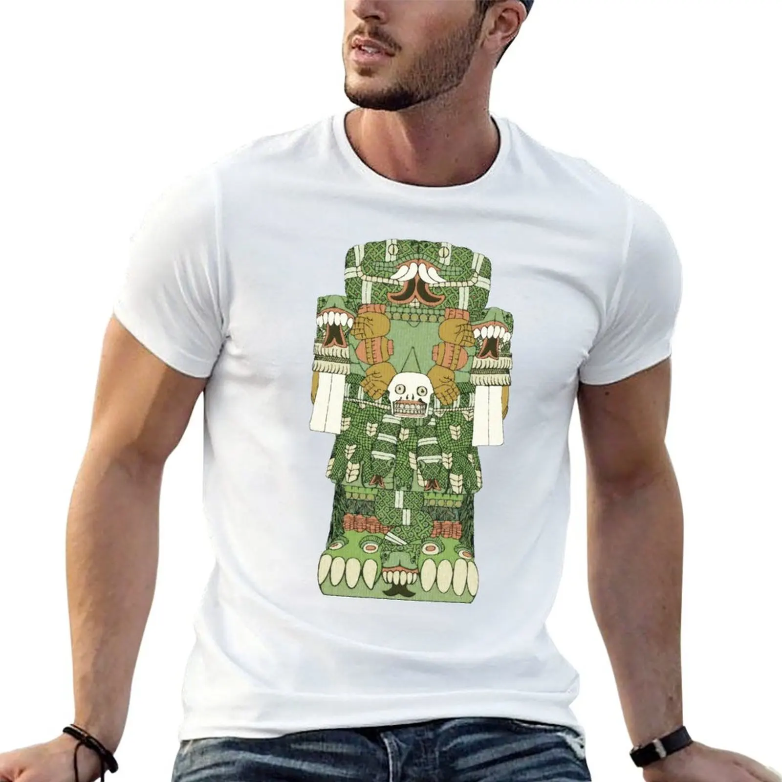 Coatlicue-Camiseta Aztec Mother Goddess Amate Paper Codex Borgia, camiseta para hombre, camiseta de algodón pesado