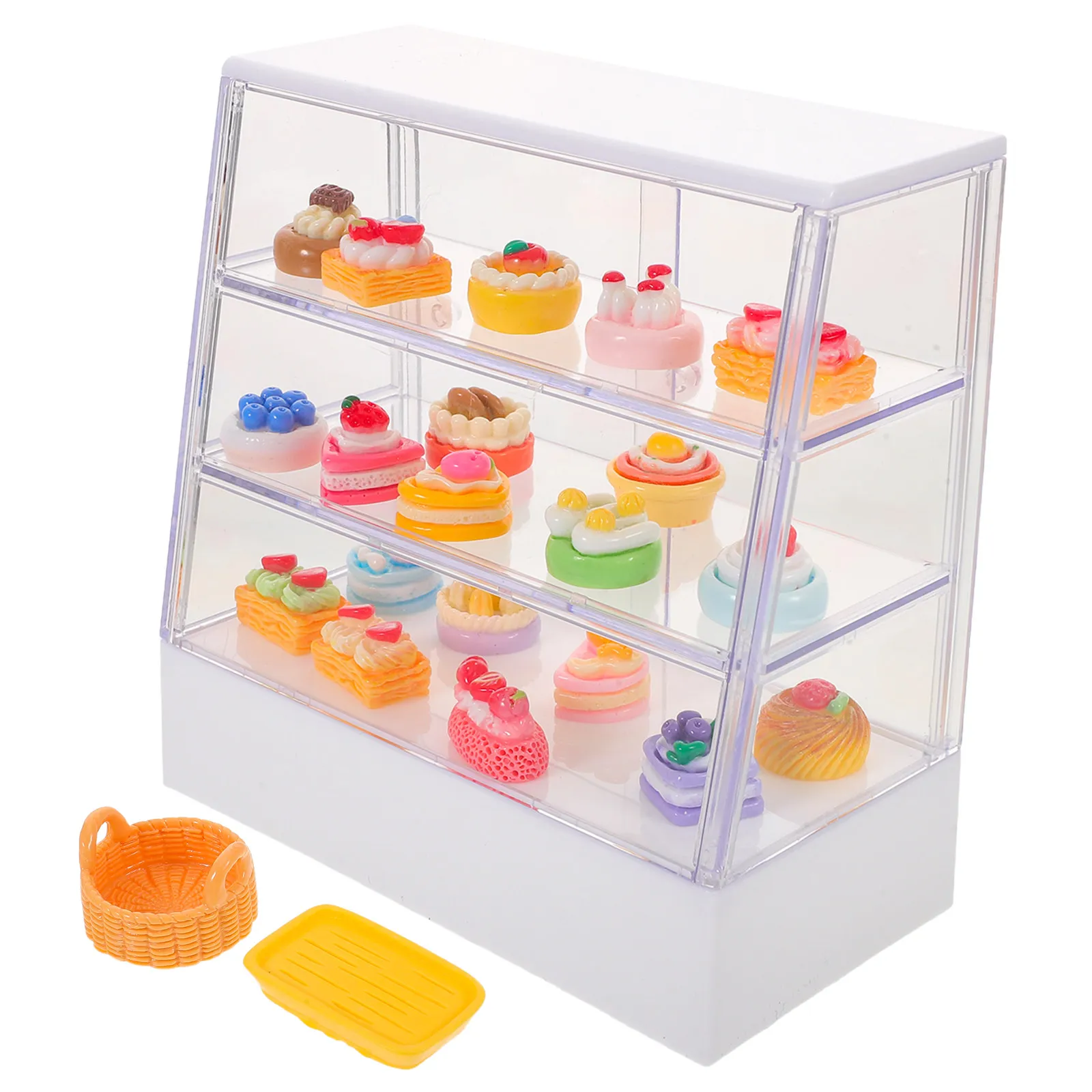 

Miniature Bakery Display Cabinet Vibrant Colors Realistic Cake Dessert Case for Dollhouse Pastry Display Store Scene