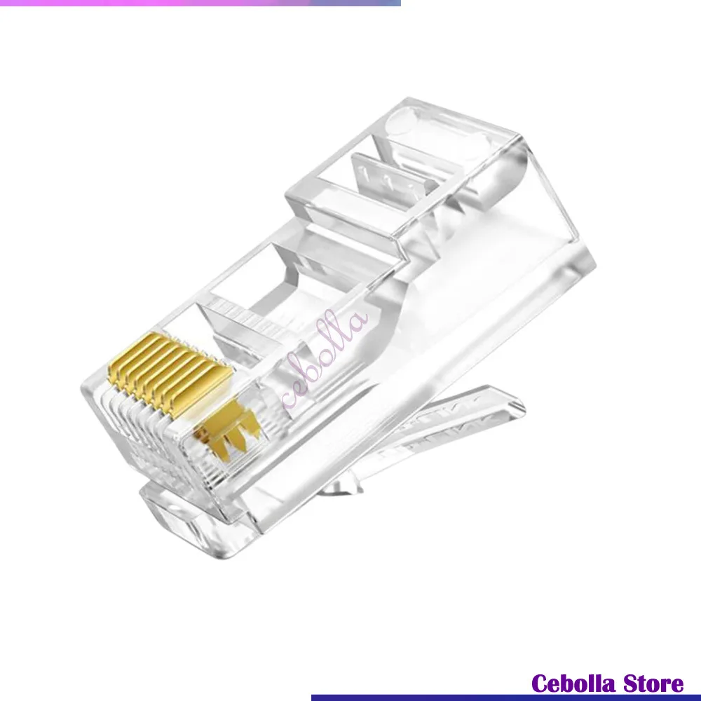 RJ45 Network Cable Connector Category 5 Crystal Head Unshielded 8P8c Gold-Plated