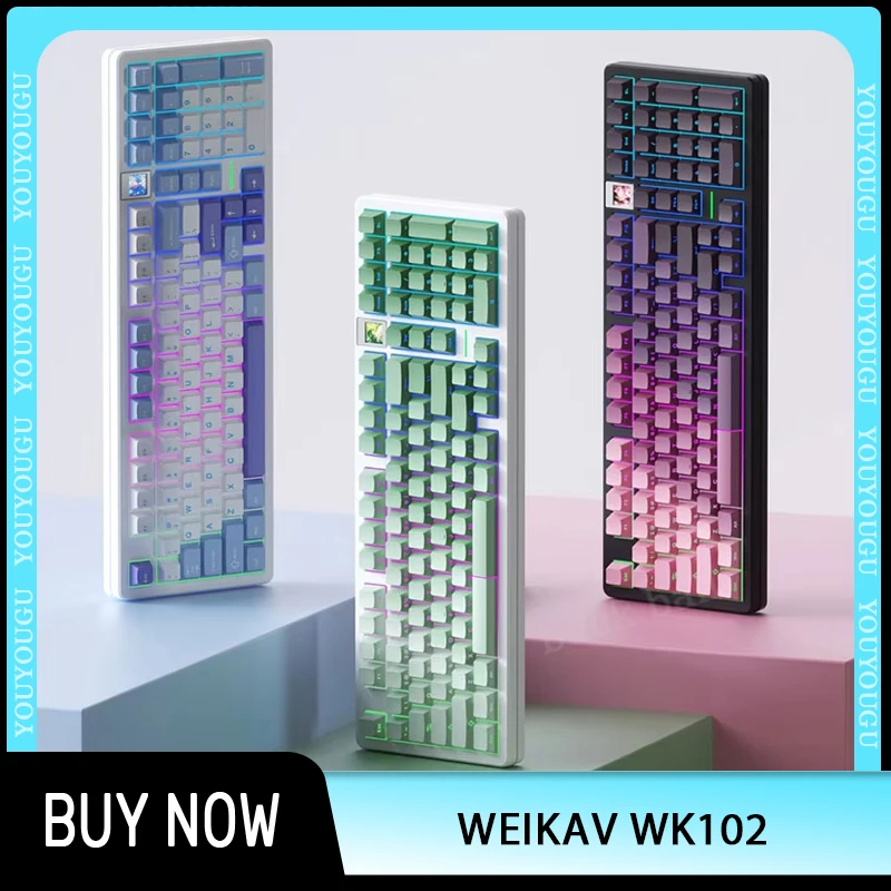 

Weikav WK102 Mechanical Keyboard With Screen 3 Mode Wireless E-sports Game Keyboard RGB Hot Swap GASKET Custom PC Accessories