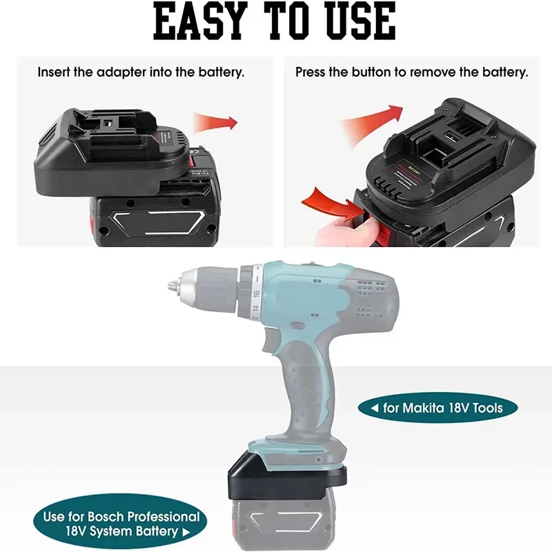 อะแดปเตอร์แปลงแบตเตอรี่ Bosch 18V Li-ion เป็นแบตเตอรี่ Makita 18V สำหรับเครื่องมือไฟฟ้าแบบใช้แบตเตอรี่ลิเธียม รุ่น BS18MT