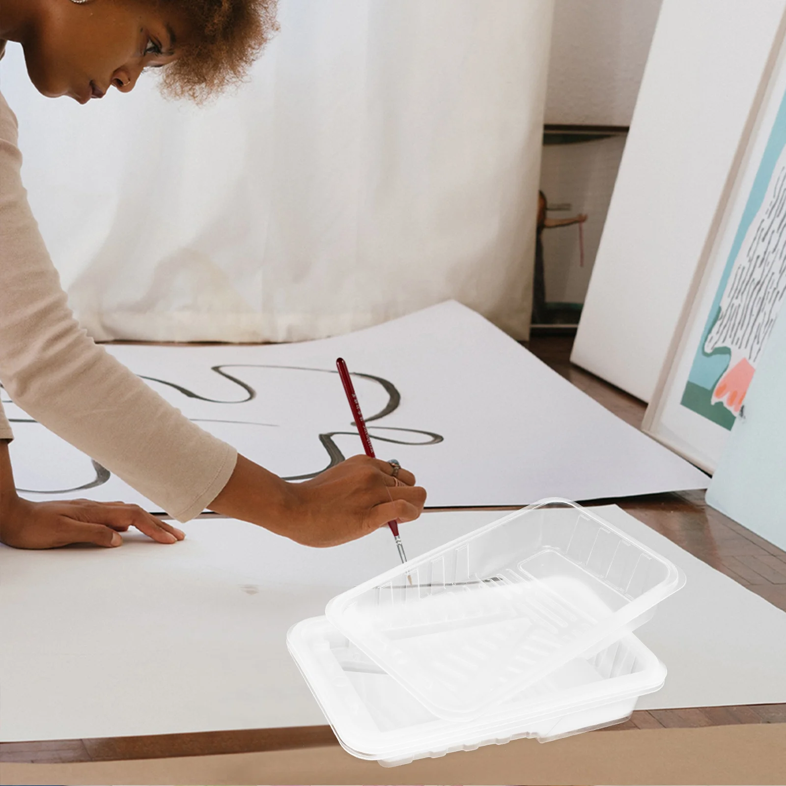 

4Pcs Paint Tray Liner Semi Transparent Design Switching Paint Roller Tray Replacement Painting Supplies