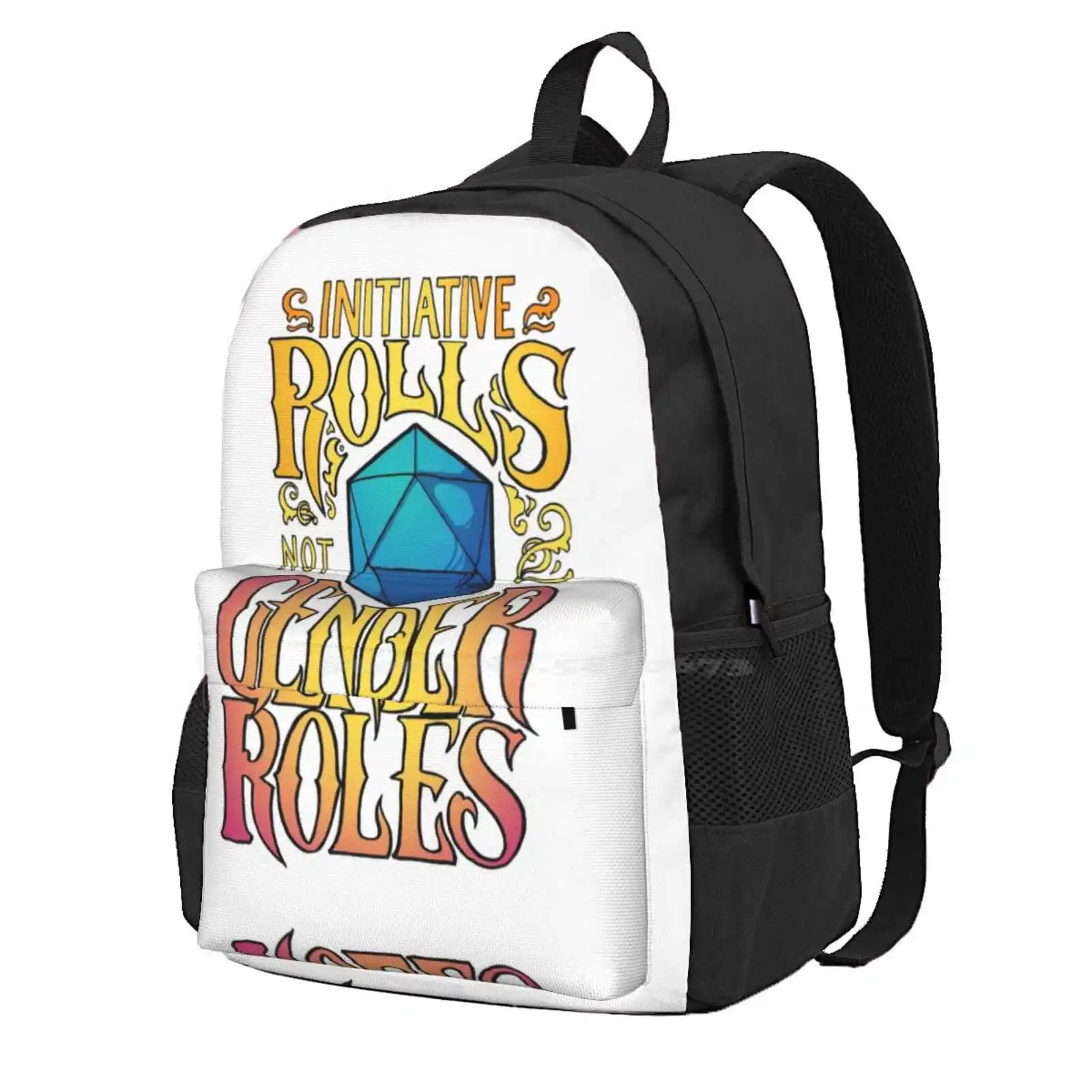 Initiative Rolls Not Gender Roles Hot Sale Schoolbag Backpack Fashion Bags And Dragons Dnd Tabletop Gaming Gaming Dice Queer