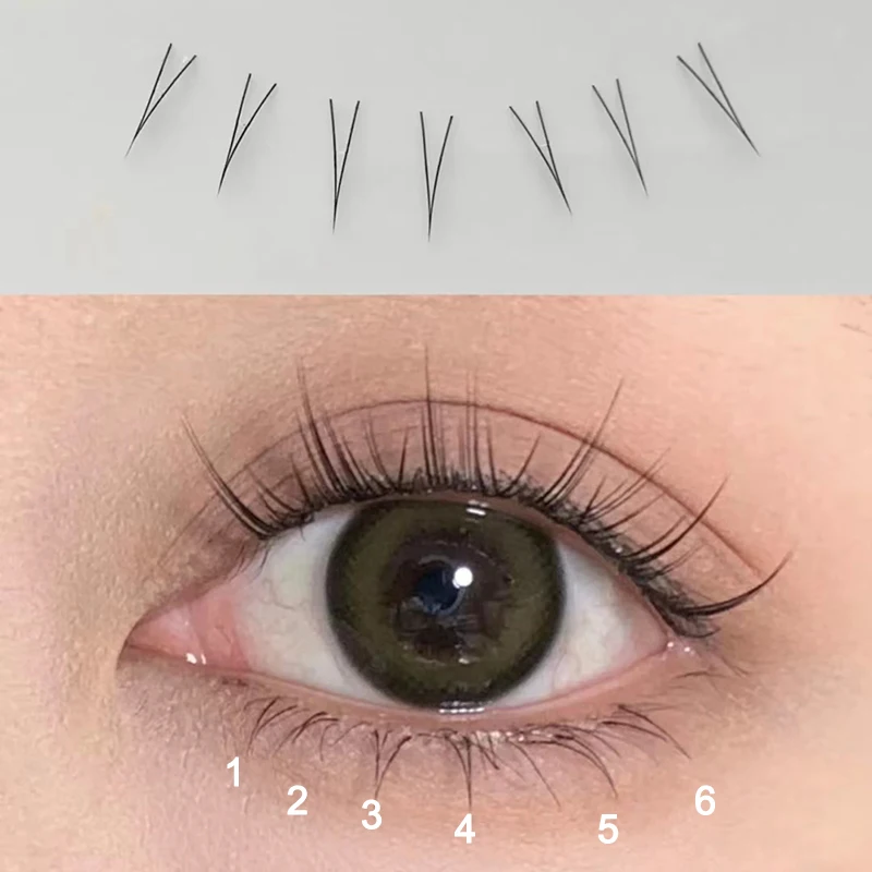 J curl V Shape Under Eyelash Comic Eye Lashes Natural Bottom Lashes Soft Manga Eyelashes Bunches Eyelash Clusters Korean Makeup