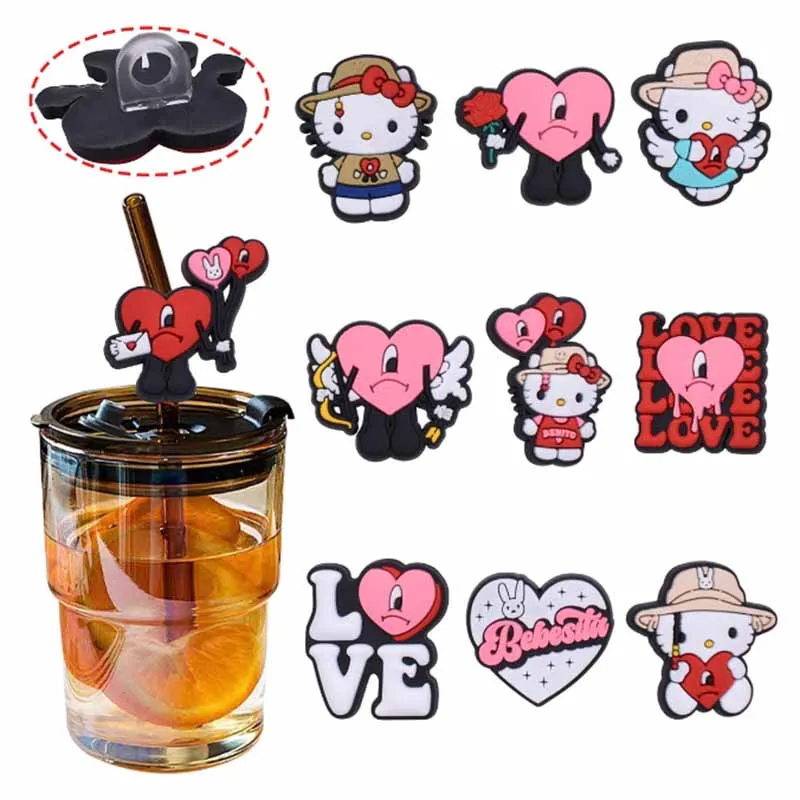 MINISO Hello Kitty silicone straw topper Cat straw topper for tumble straw topper cap cover for stanley cup Party gift