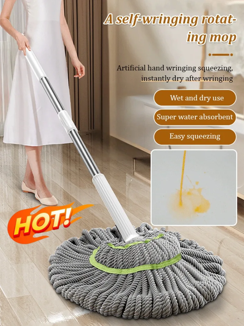 Hand washfree multifunctional home mop good things for home life mop lazy mop Rotary Mop Rod Universal Hand-free