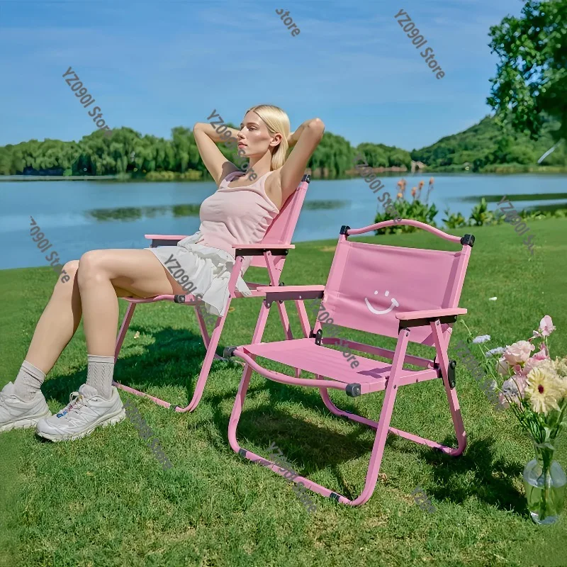 Pink Folding Camping Chair, Heavy Duty Lightweight Portable Chair for Outdoor Picnic Camping