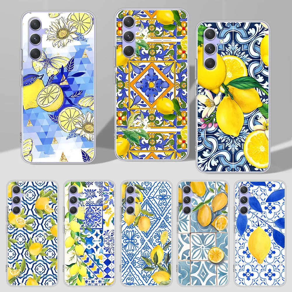 Mediterranean Lemon Case for Samsung Galaxy A51 A14 A54 A12 A41 A21s A13 A15 A55 A71 A23 A31 A33 A52 A24 Soft TPU Phone Cover