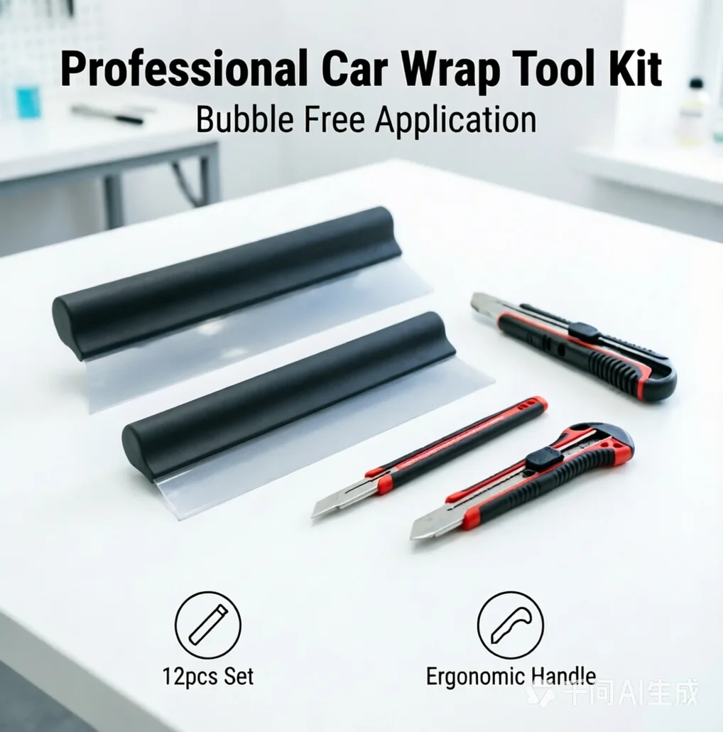 rofessional Car Window Tint Squeegee Tool Kit - Soft Silicone Edge Vinyl Wrap Scraper for PPF Installation, Bubble Free Applicat