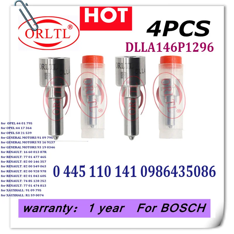 

0 433 171 982 DLLA146P1296 (0433171982) FOR OPEL RENAULT 0445110141 0 445 110 141 0986435086 HOT New Diesel Injector Nozzle 4PCS