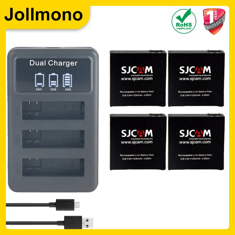 1200mAh SJCAM SJ8 3.8V Rechargeable Camera Battery for SJ8 Pro/SJ8 Plus/SJ8 Air SJCAM Action Camera Accessories