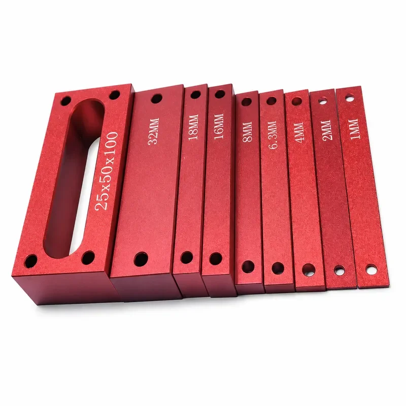 9 Piece Metric Woodworking Height Gauge Aluminum Alloy Mounting Block Table Saw Engraving Machine Positioning Measurement
