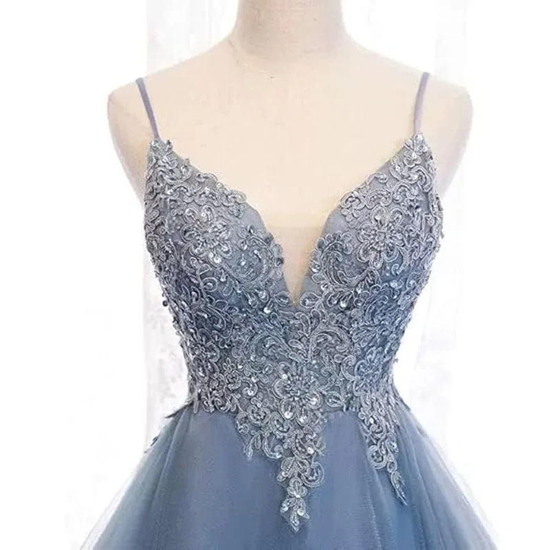 Lace Applique Homecoming Dresses for Teens High Low Spaghetti Straps Tulle Short Prom Dress Glitter Quinceanera Dress
