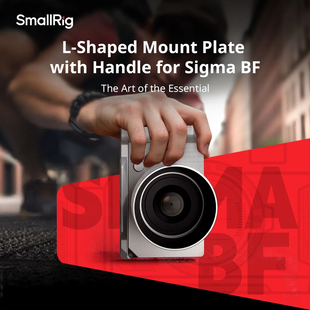 Placa de montaje en forma de L para jaula de cámara SmallRig BF con mango para Sigma BF negro/plateado con placa de liberación rápida Arca-Swiss 5389