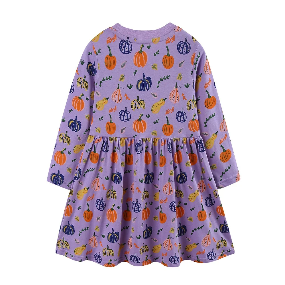Jumping Meters 2-7T New Arrival Long Sleeve Girls Dresses All Printed Halloween Pumkin Autumn Spring Kids Girls Clothing Frocks