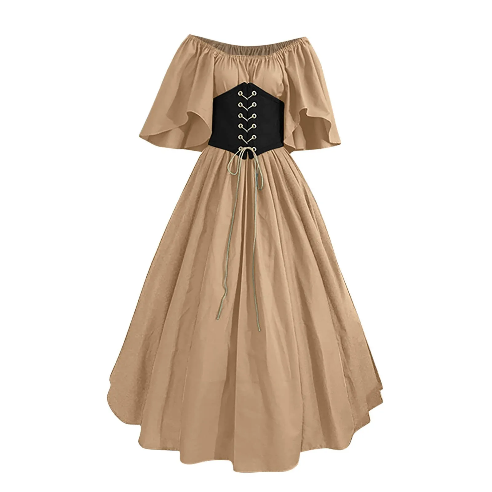 

Halloween Women Medieval Gown Robe Puff Sleeves Elven For Adult Chemise Corset Dress Renaissance Costume Fairy Elf Costume