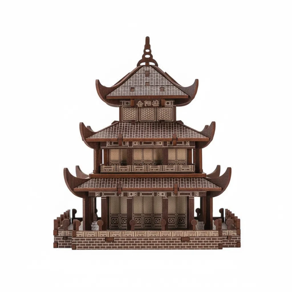 OUZEY Puzzle 3D tour chinoise ancienne - Kit de construction de maquettes architecturales en bois, projet de bricolage découpé au laser pour adultes et adolescents 14 ans +