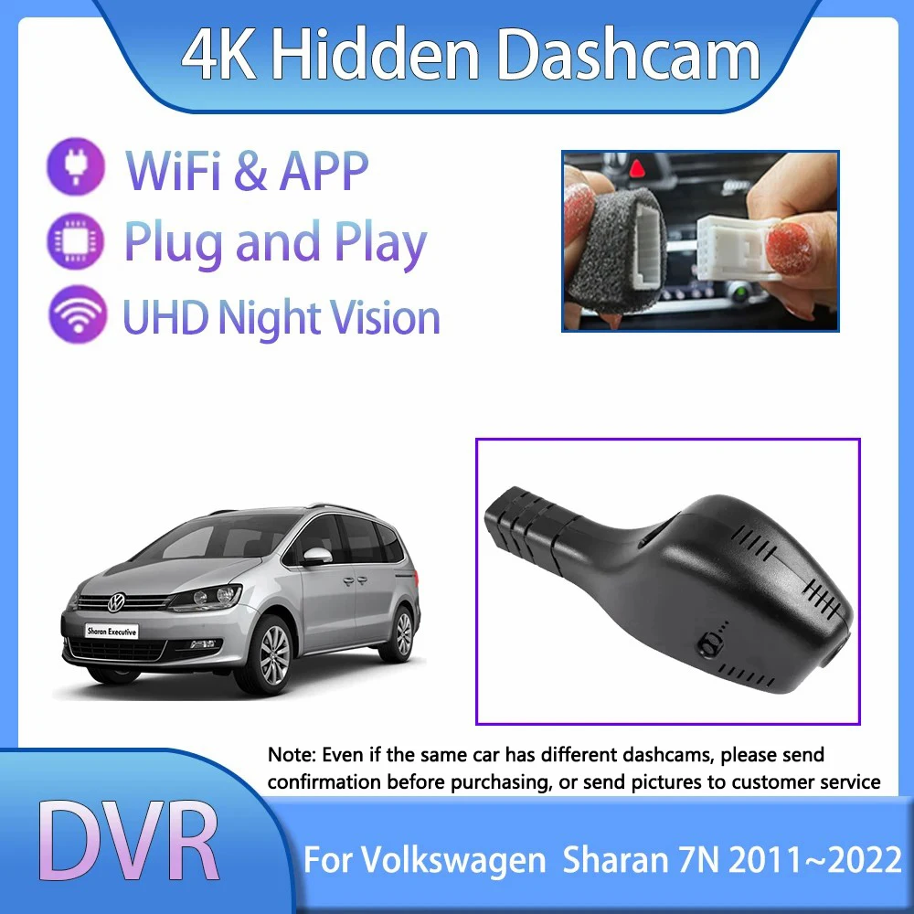 For Volkswagen VW Sharan 7N Mk2 2011~2022 Car Accessories 2K Android WIFI Vehicle Front Rear Dashcam Dvr Camera Recorder Play