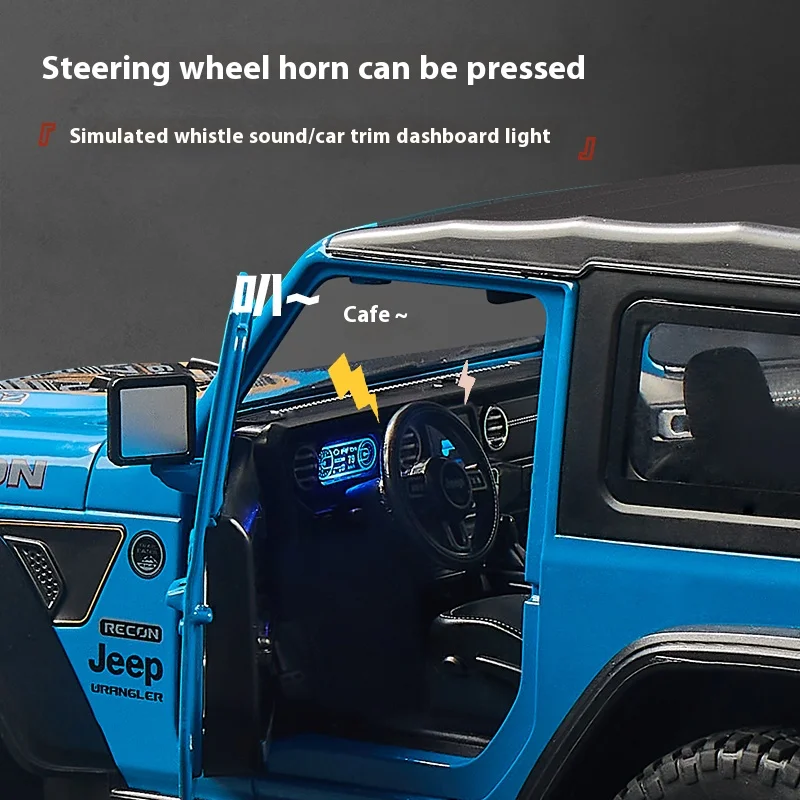 Jeep wrangler合金モデルの車のおもちゃ、音と光の効果、1:18スケール、子供とコレクターに最適なギフト