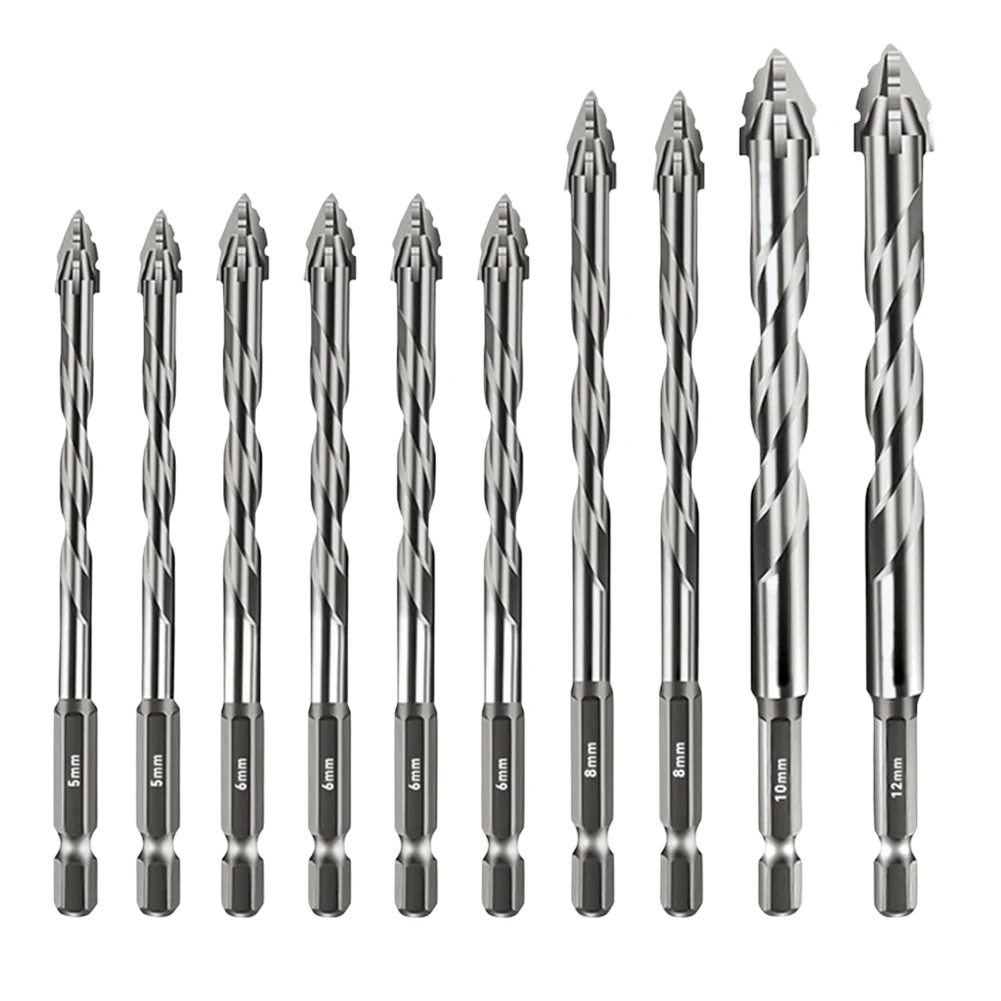 

Drill Bit Set with 10 Eccentric Bits for Wood & Metal 4 Flute Design for Enhanced Efficiency 14 Inch Hex Shank