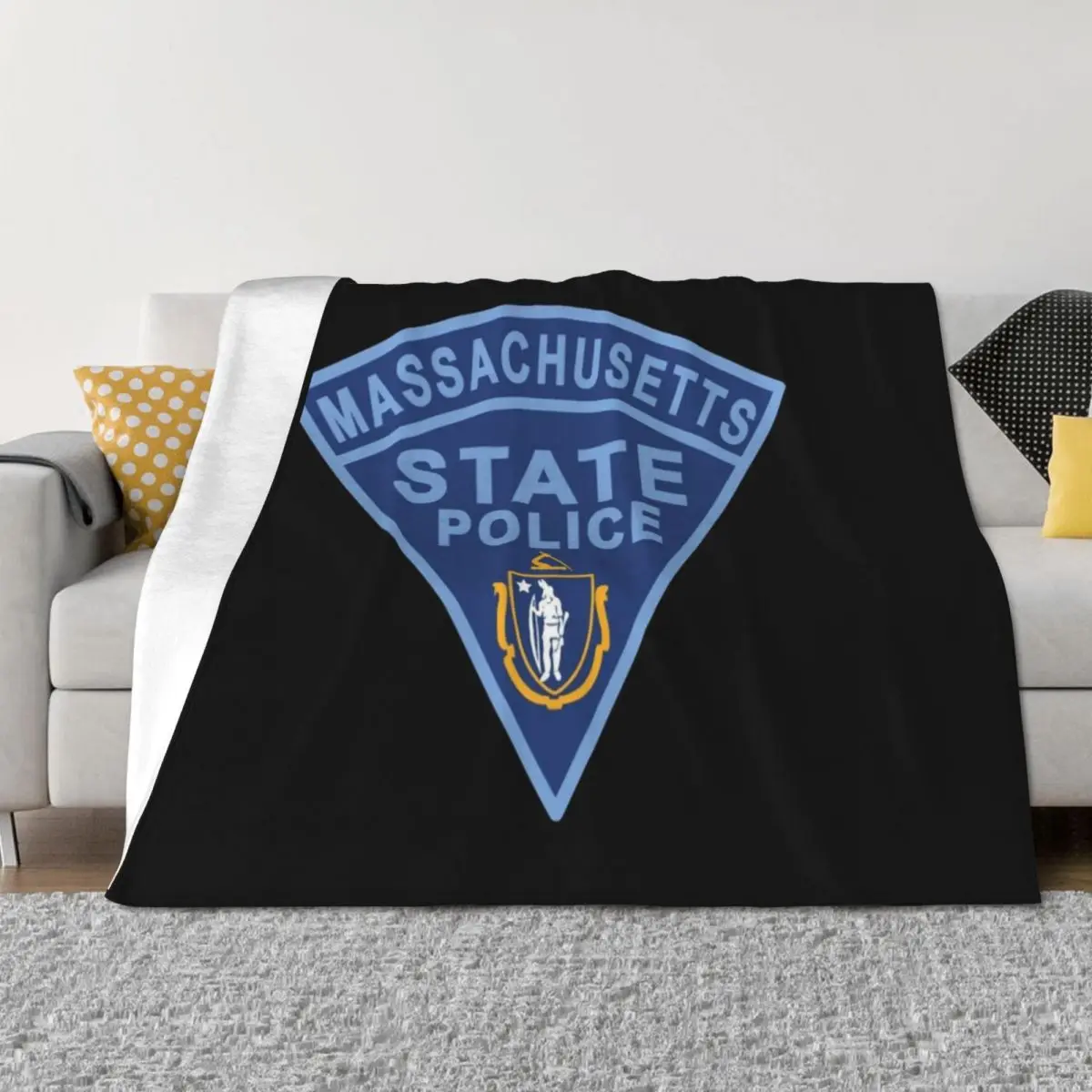 Massachusetts State Police Patch Throw Blanket Heavy Beach Camping halloween Blankets