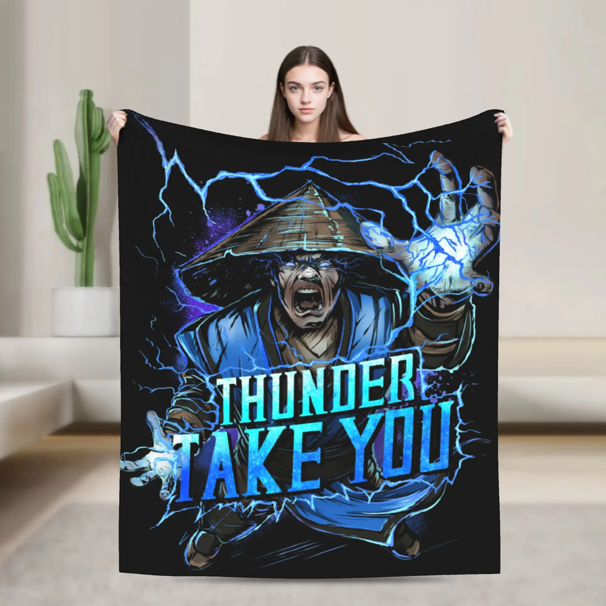 Mantas de videojuegos Thunder God Mortal Kombat 11 MK Raiden Fatality, manta de franela para cubrir sillas y sofás, para verano