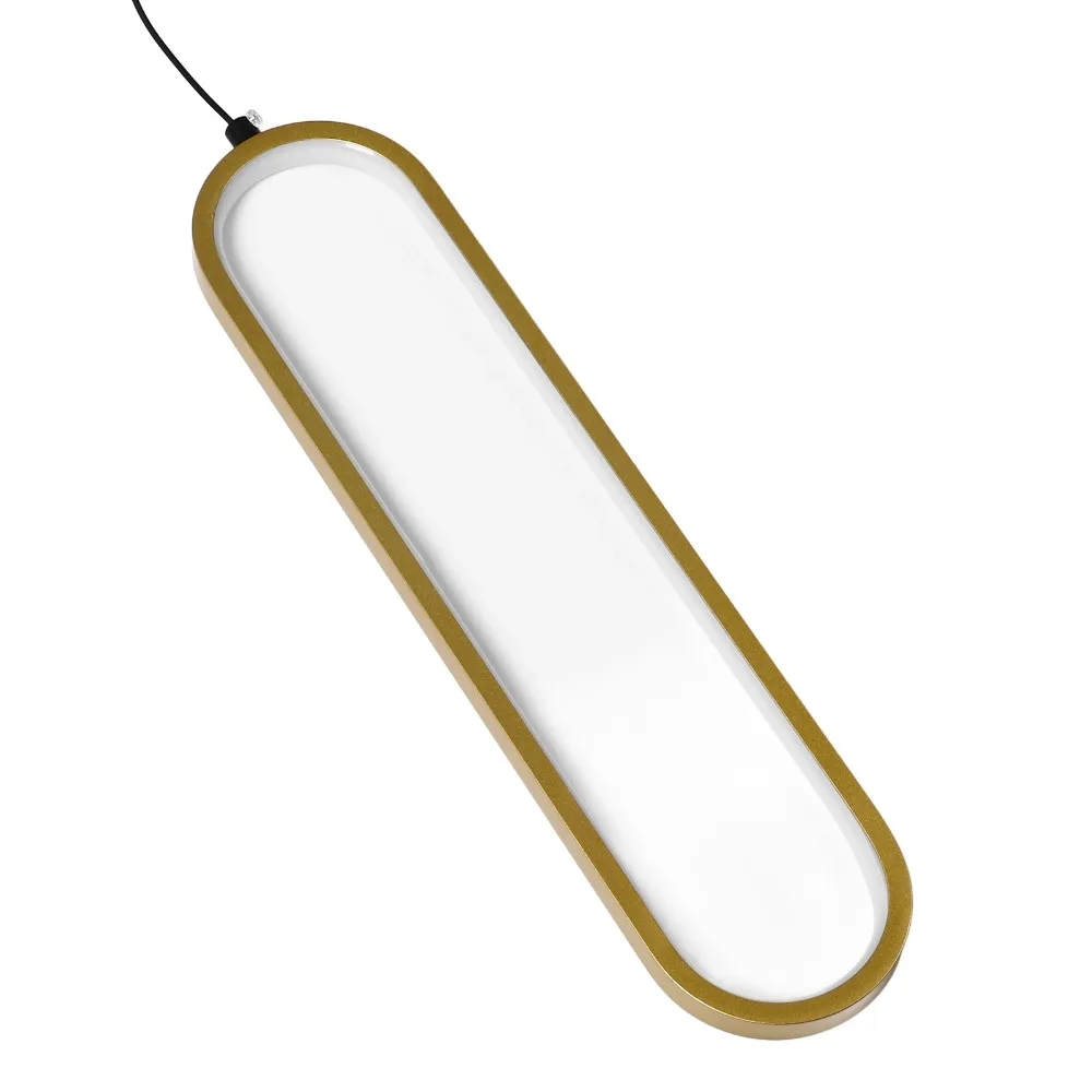 

Modern 18W LED Pendant Light Adjustable Cord 3 Color Temperature Chandelier Oval Metal Hanging Light Fixture Bedroom