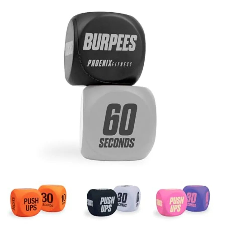 

Exercise Dice - Workout Dice Game for Cardio, HIIT Training and Exercise Classes - Training Includes Push Ups, Squats, Jumping