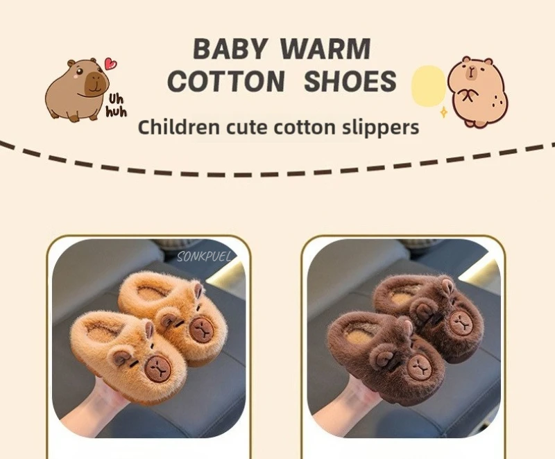 Kinder Winter Neue Warme Hausschuhe aus Baumwolle für Jungen und Mädchen, Niedliche Indoor-Slipper, Weiche Rutschfeste Kinder-Cartoon-Hausschuhe – Detail 6