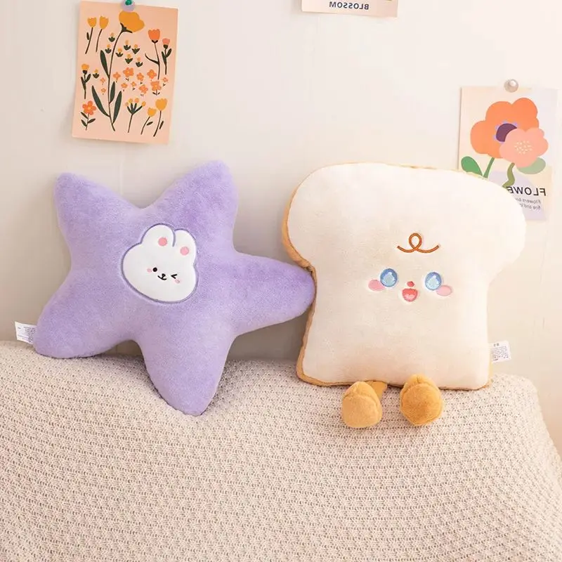 

Toast bread plush cushion four leaf clover plush pillow tulip stuffed plush toy blue star pillow Flower cushion