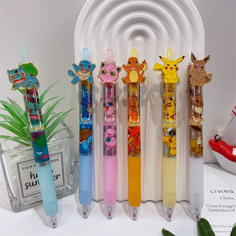 36pcs/lot Kawaii Pokemon Press Gel Pen Cute Pikachu 0.5mm Black Ink Signature Pens Promotional Gift Office School Supplies