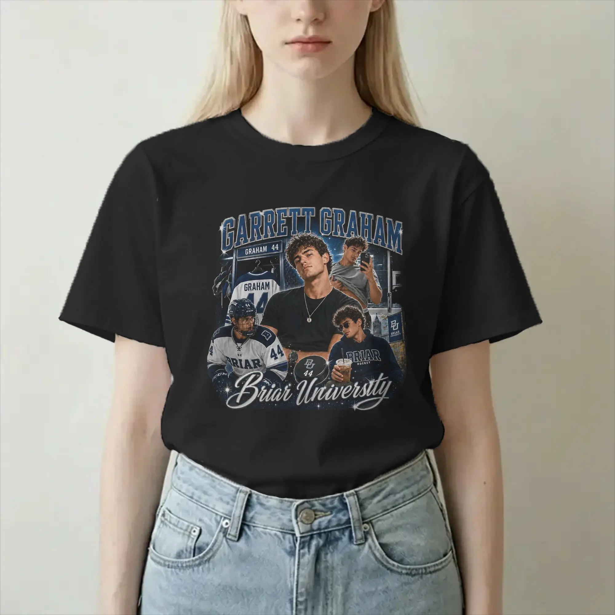 Camiseta Off Campus Garrett Grahams Briar University Hockey para homens e mulheres, camiseta de manga curta, camiseta de algodão, roupas plus size