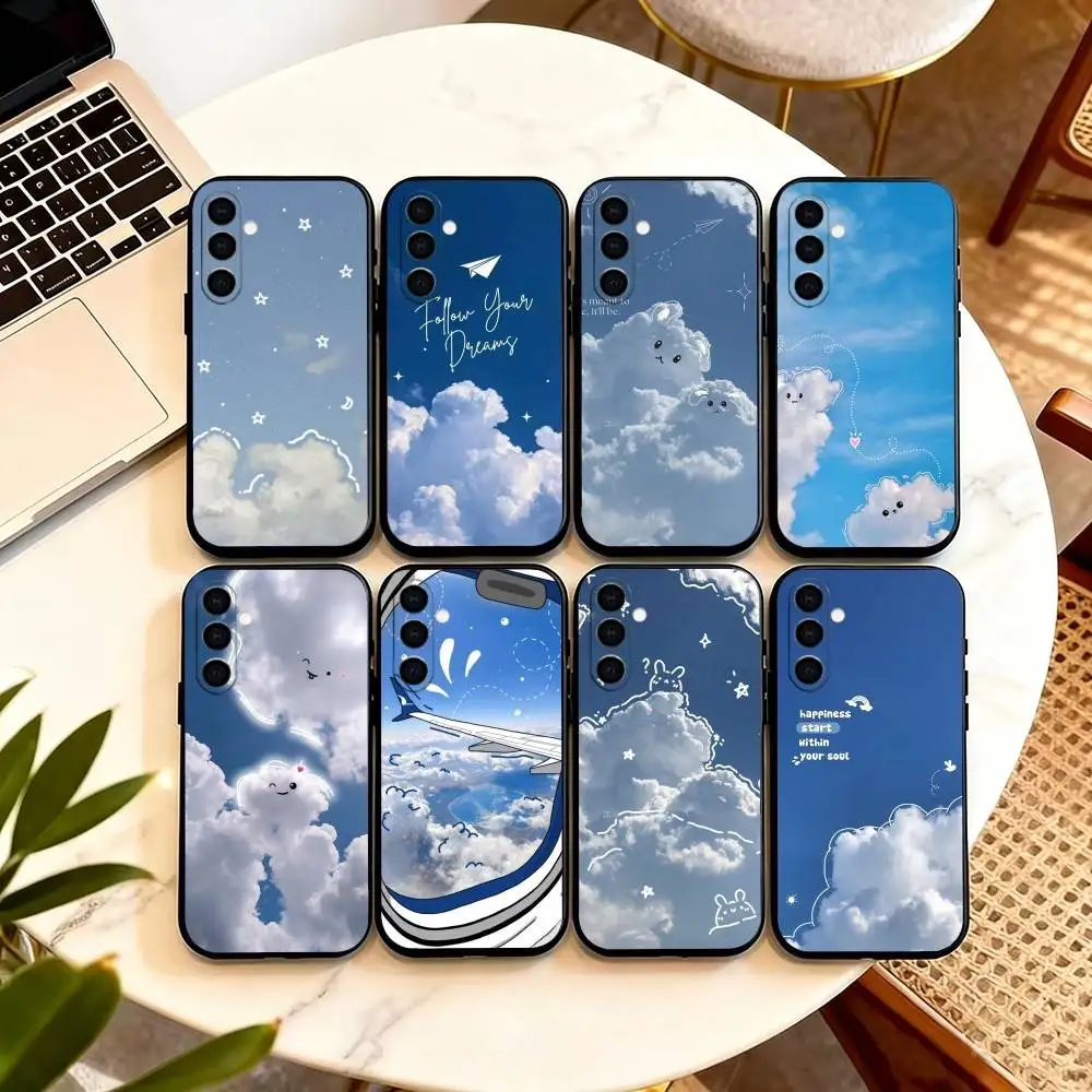 Simple Cloud Letters Pattern  Phone Case Black Silicone Soft For Samsung Galaxy A73,A72,A71,A70,A53,A52,A51