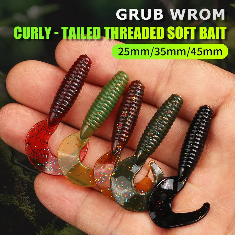 Supercontinent Soft Bait angry spin 25mm 35mm 45mm Fishing Lures Plastic Silicone Worm Moggot Grub Lure sinking lures