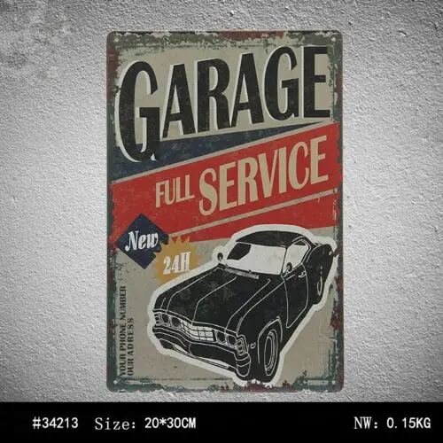 Fuel Service Art Wall Poster Vintage Tin Metal Signs Pub Bar Garage Decor