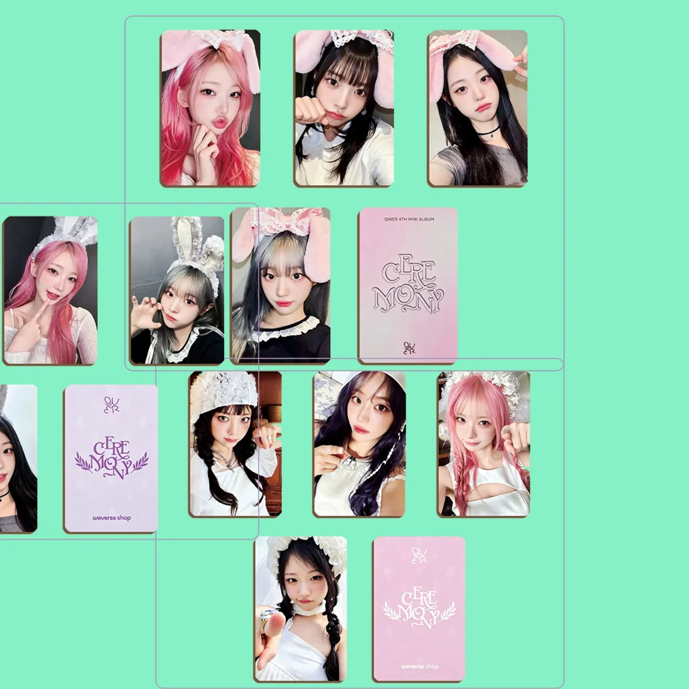 QWER Mini4 Album CEREMONY Character Props Photocard HD Printing Glossy LOMO Card Double Sides Postcard Chodan Magenta Hina Gifts