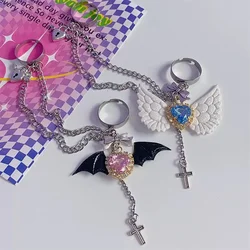 Sweet Cool Lolita Gothic Devil Bat Angel Wings Crystal Love Heart Cross Ring for Engagement Rings For Women Cosplay Dresss Up