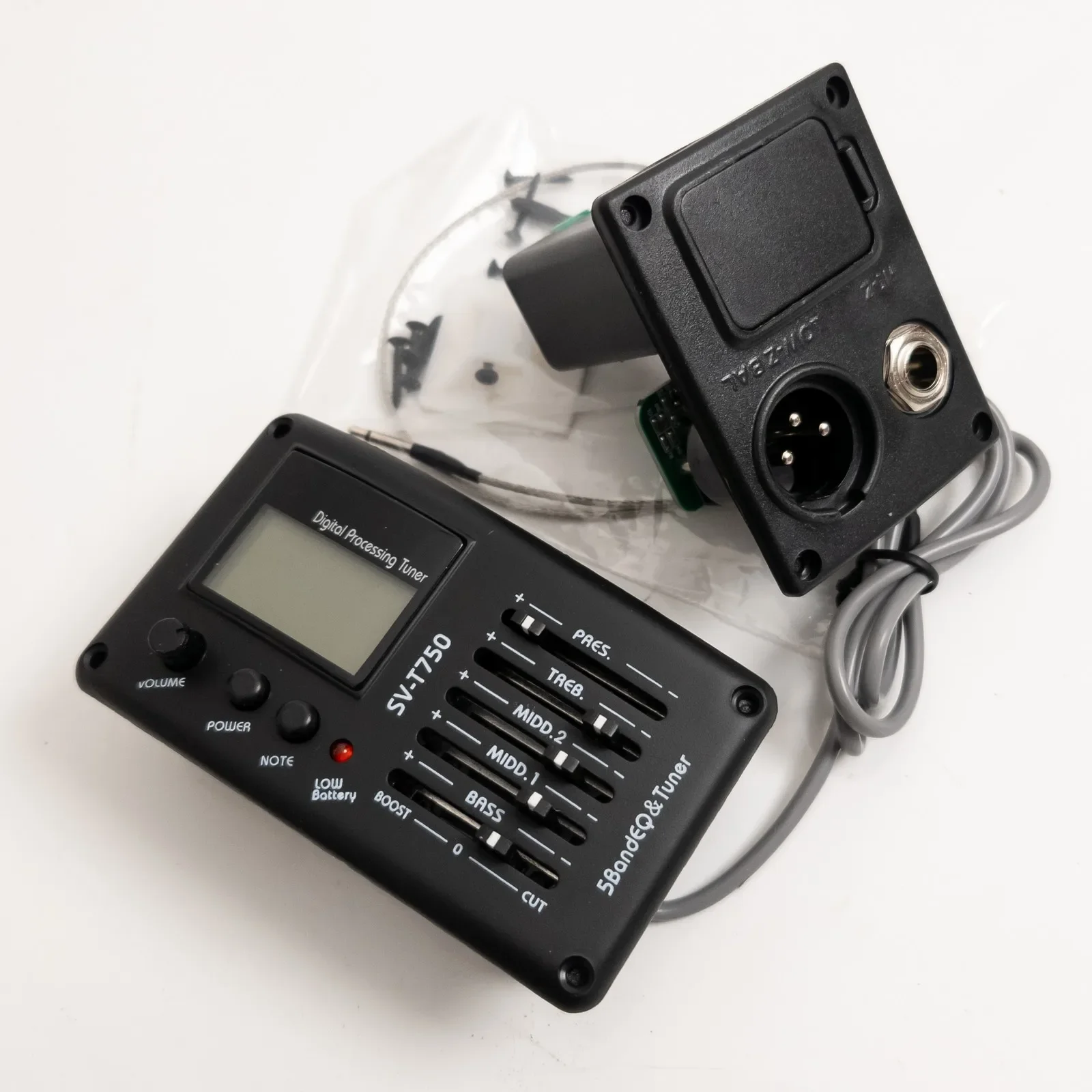 

Acoustic Guitar Pickup Preamp 5-Band EQ Equalizer with Digital Tuner LCD Display Volume Bass Middle Treble Presence