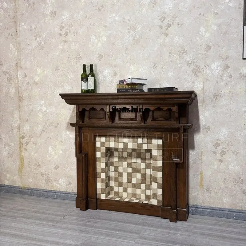 

Европейский декоративный каминный шкаф для гостиной из массива дерева в стиле ретро с средневековым орнаментом FT