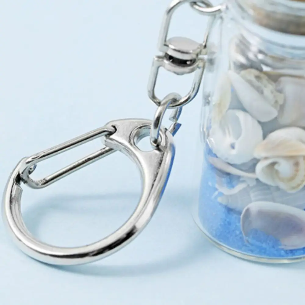 Sea Sand Drifting Bottle Keyring Conch with Cork Drifting Bottle Keychain Wishing Bottle Shell Beach Style Keychain