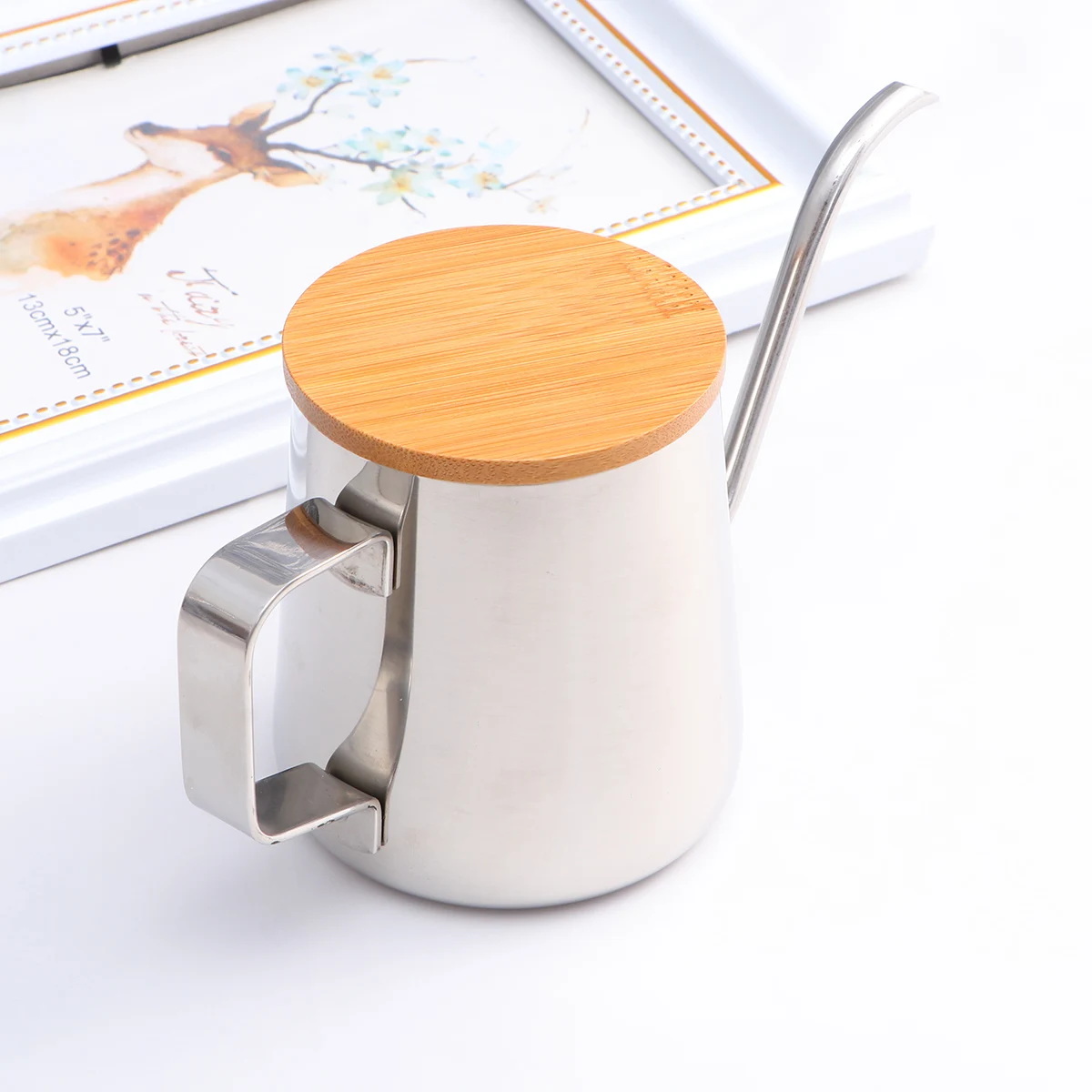 Tetera de café de 350ml, tetera de acero inoxidable, tapa de jarra, a prueba de óxido, resistente a la corrosión, durabilidad, uso en casa, cafetería, cocina y Bar